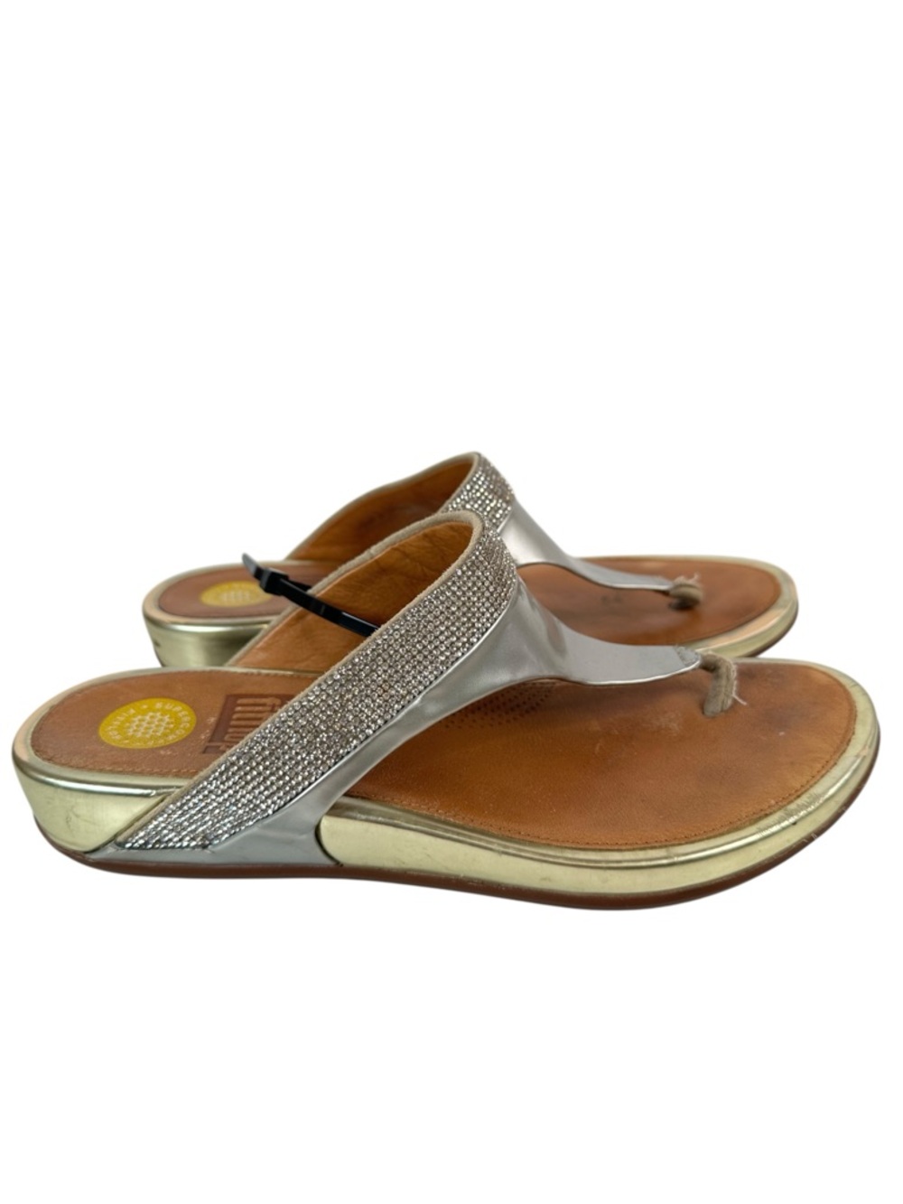 FitFlop Banda Micro Crystal Metallic Comfort Toe Post Sandals Euro 38